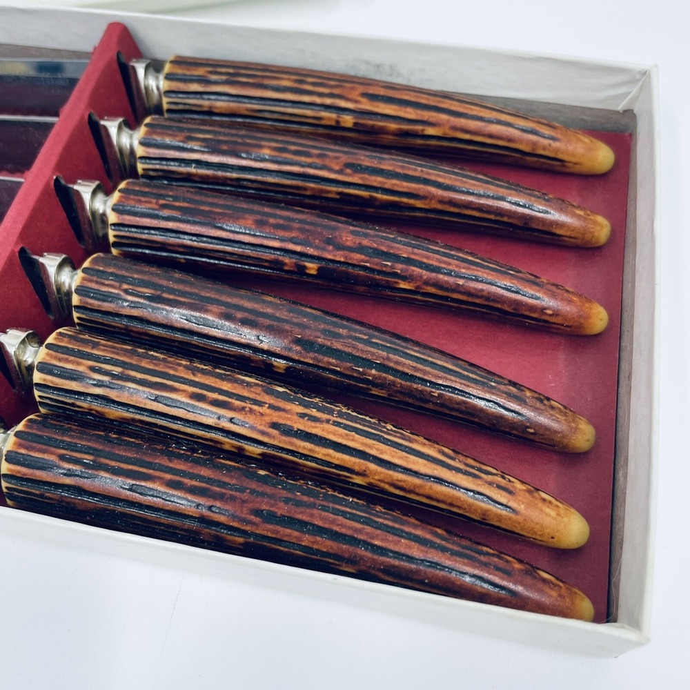 Vintage Regent Sheffield 6 Piece Steak Knife Set Stainless Blades Forever Sharp - Picture 3 of 7